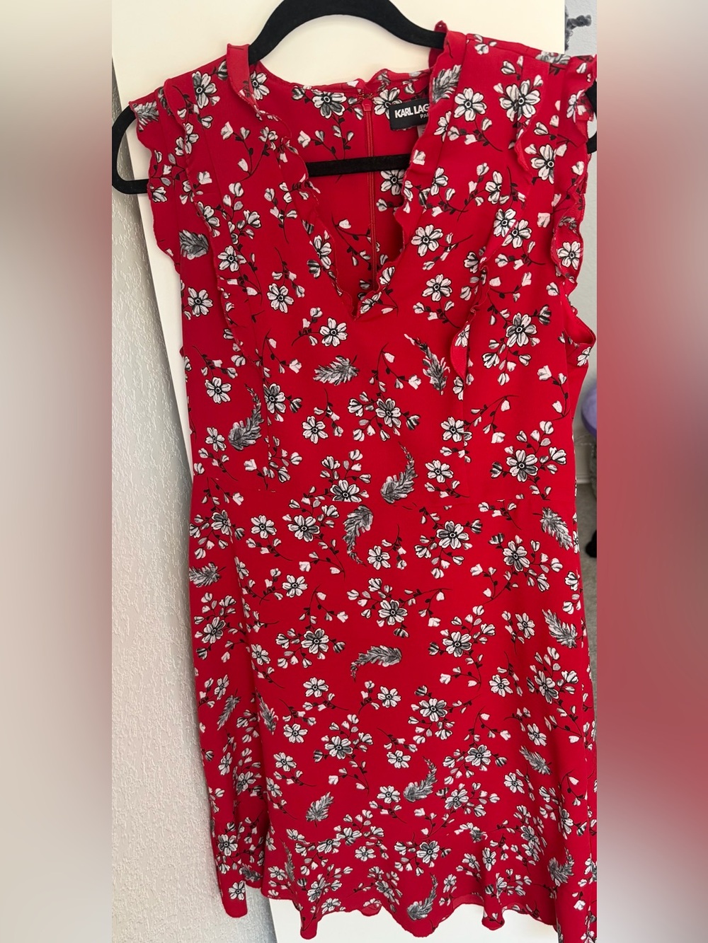Karl Lagerfeld Red Floral Sleeveless Dress